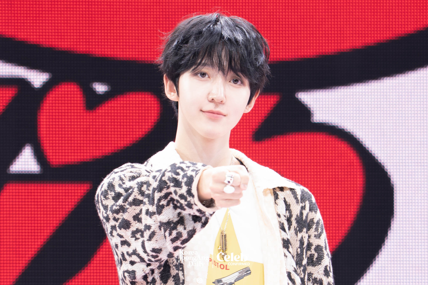 KickFlip’s Donghyeon poses for photos during a showcase for the release of the group’s third EP, “My First Flip,” at Yes24 Live Hall in eastern Seoul on Sept. 22. [DANIELA GONZALEZ PEREZ]