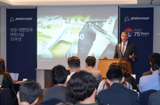 Boeing Korea President Will Shaffer speaks to reporters at a media event held in Seoul on Sept. 24. [BOEING KOREA]
