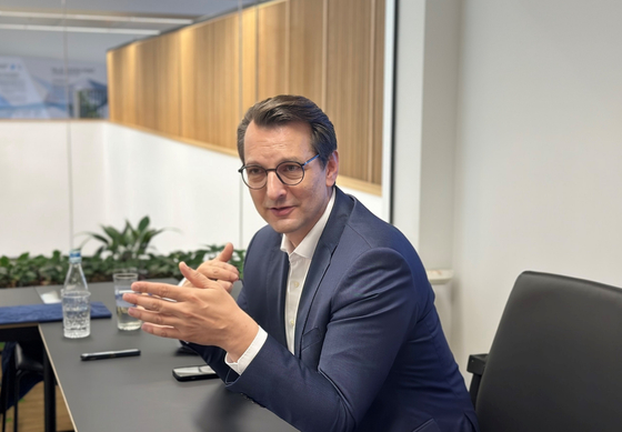 Milan Nedeljkovic, member of the Board of Management of BMW AG responsible for production, speaks during an interview after a global press tour of the company's newest plant in Debrecen, Hungary, on Sept. 9. [BMW KOREA]