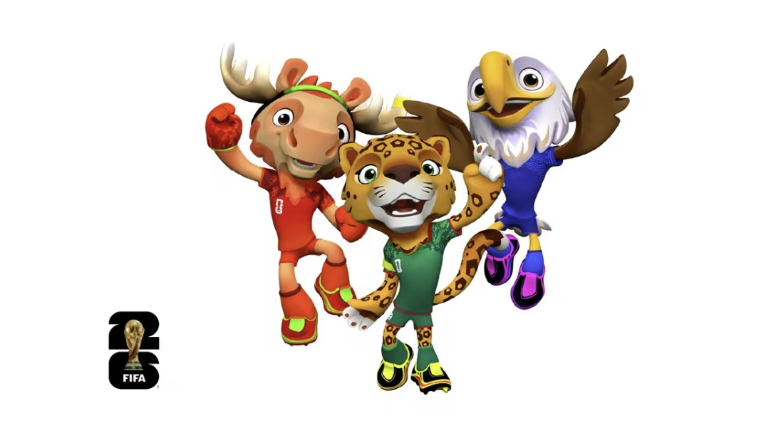 FIFA unveiled three official mascots for the 2026 FIFA World Cup. From left: Maple, representing Canada; Zayu, representing Mexico; and Clutch, representing the United States. [SCREEN CAPTURE]