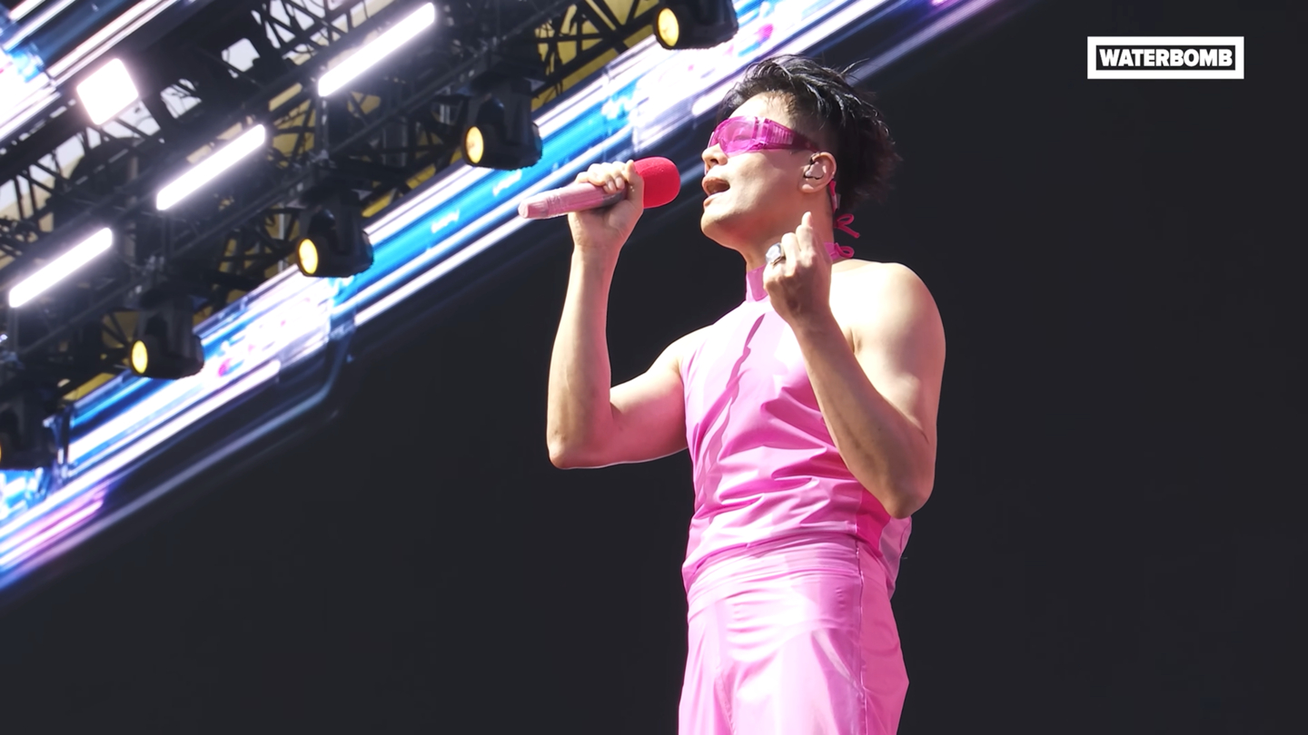 Park Jin-young, singer and JYP Entertainment founder, performs at the 2025 Waterbomb Seoul festival in Goyang, Gyeonggi, on July 4. [SCREEN CAPTURE]