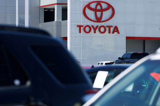A Toyota sign is shown at a Toyota dealership in Tustin, California on July 7. [REUTERS/YONHAP]