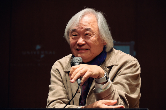 Pianist Paik Kun-woo speaks during a press conference at Geoam Art Hall in Gangnam District, southern Seoul on May 16, 2024. [UNIVERSAL MUSIC]