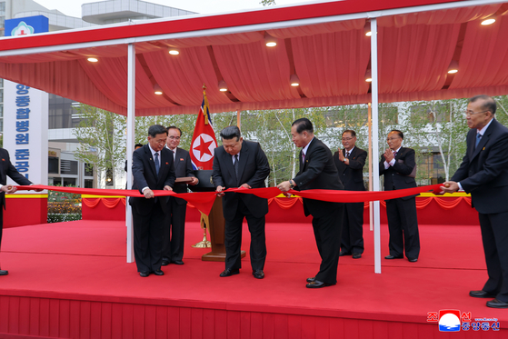 North Korean leader Kim Jong-un attends a completion ceremony for the Pyongyang General Hospital on Oct. 6, according to a report by the Korean Central News Agency (KCNA) on Oct. 7. [KCNA]