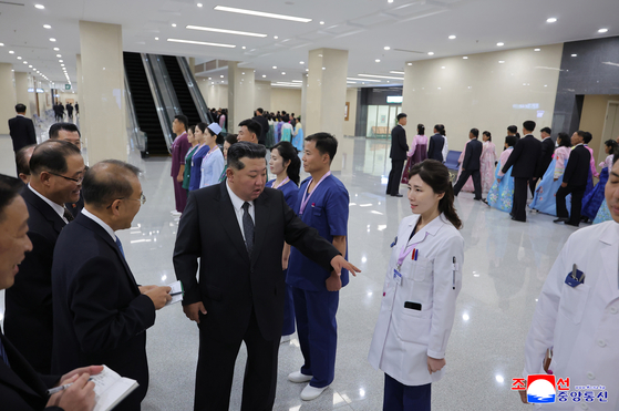 North Korean leader Kim Jong-un attends a completion ceremony for the Pyongyang General Hospital on Oct. 6, according to a report by the Korean Central News Agency (KCNA) on Oct. 7. [KCNA]