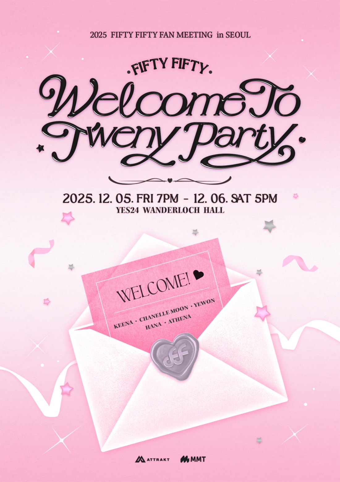 Poster for girl group Fifty Fifty's ″Welcome to Twenty Party″ meet and greet [ATTRAKT]