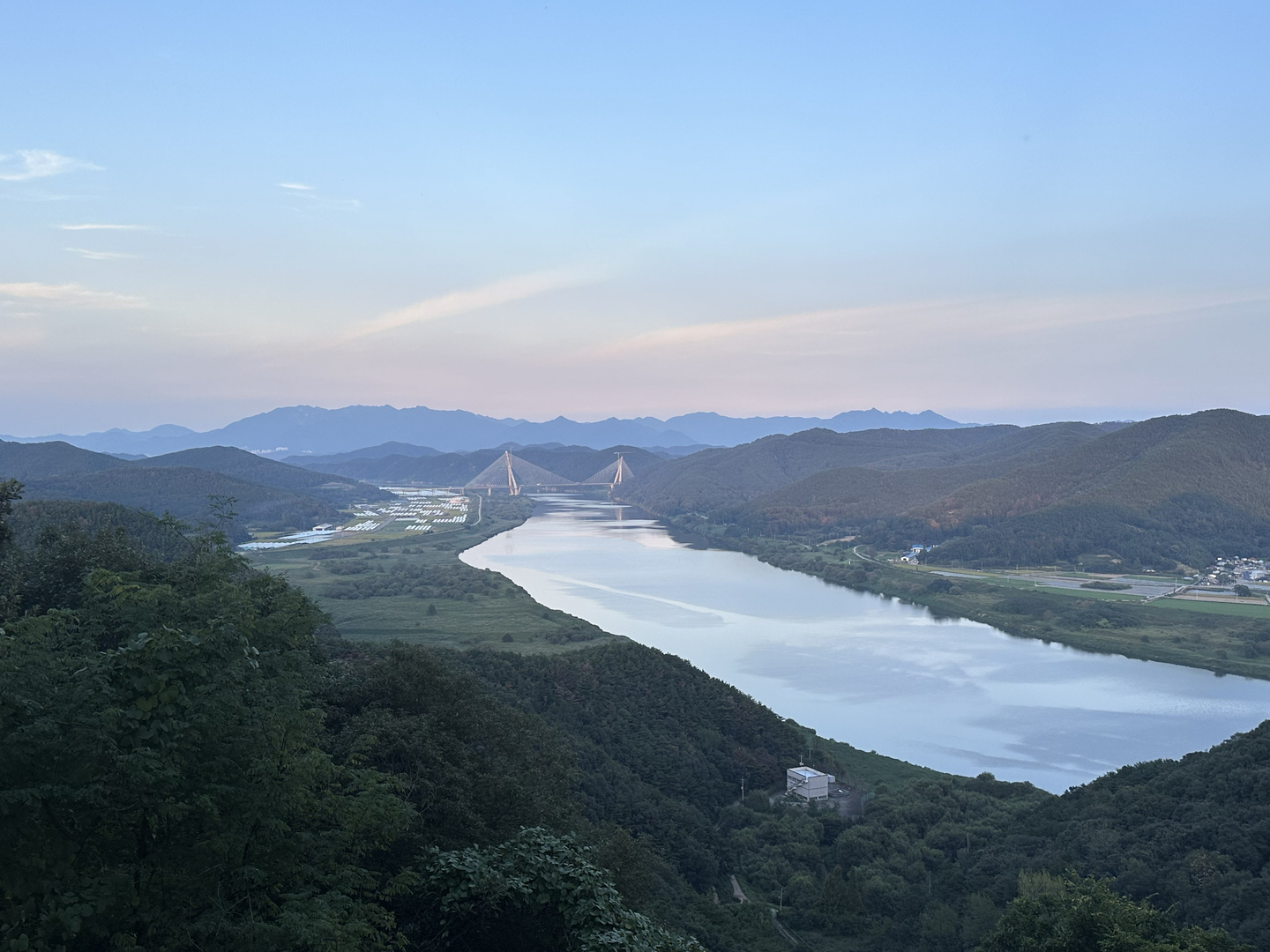 Looking down on the Nakdong River after a steep hill climb on Oct. 1.  [JIM BULLEY]