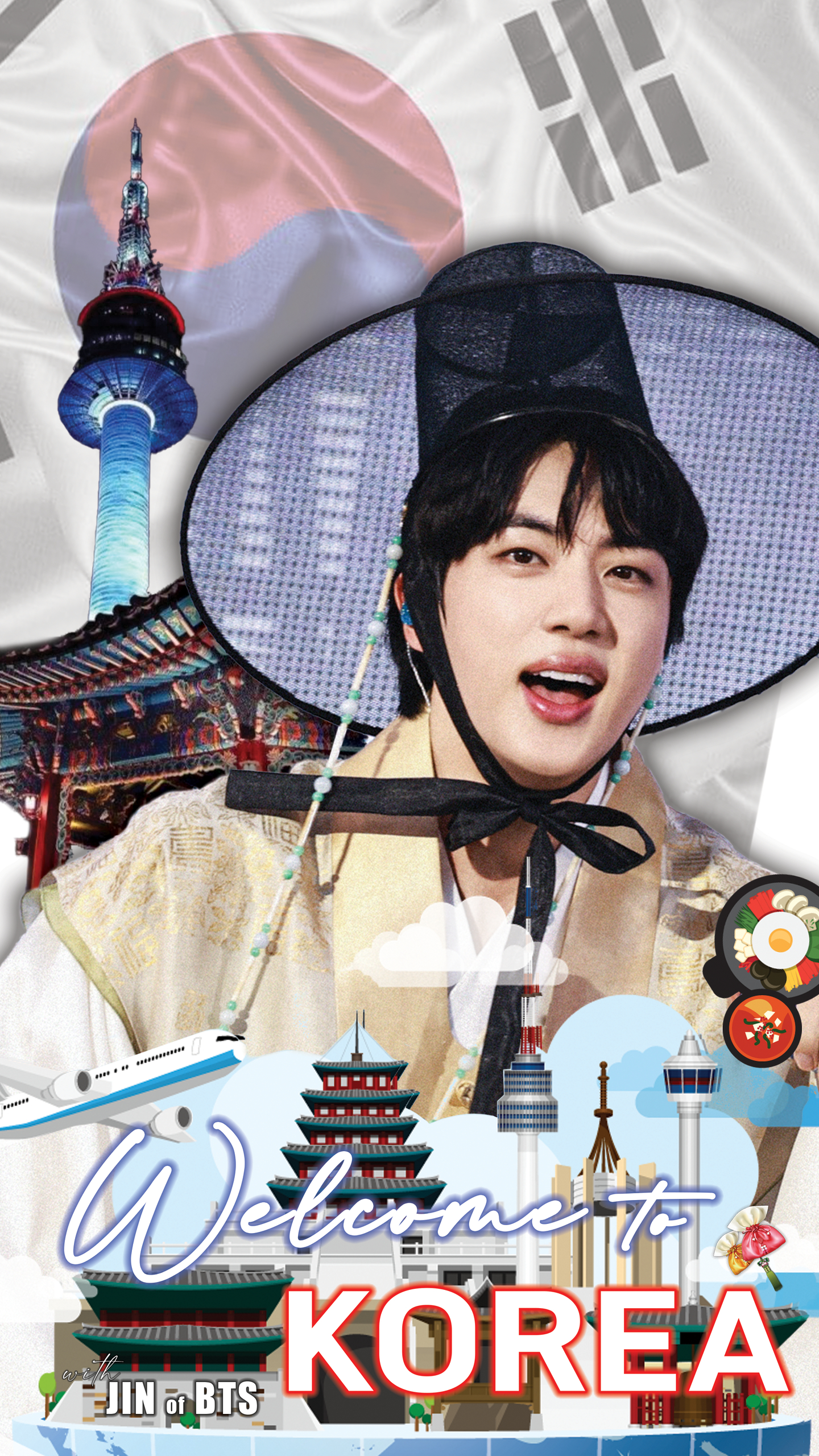 The winning piece of fan art celebrating Jin's selection as the K-pop star who contributed the most to promoting Korea’s tourism. [PICNIC] 