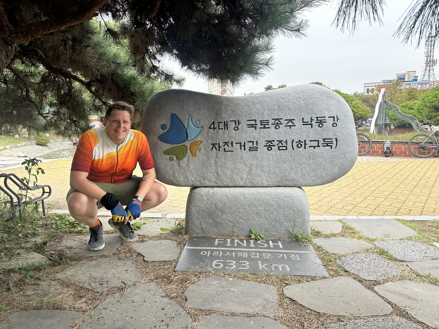 Reaching the end of the Korea Cross-country Cycling Road in the Nakdong River Estuary in Busan on Oct. 2.  [JIM BULLEY]