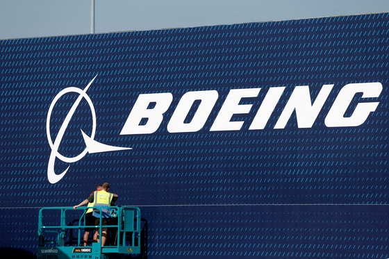 A Boeing logo is seen before the opening of the 55th International Paris Airshow at Le Bourget Airport near Paris on June 13. [REUTERS/YONHAP] 