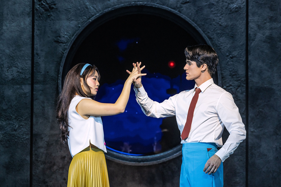 Helen J Shen, left, and Darren Criss in the Broadway production of "Maybe Happy Ending" [NHN LINK]