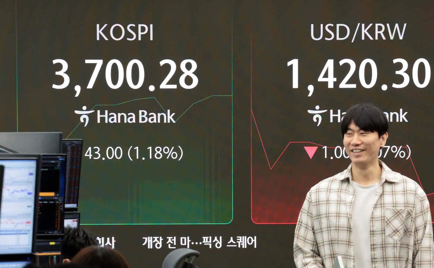 Korean bourse Kospi surpasses the 3,700 mark during intraday trading on Oct. 16. [YONHAP]