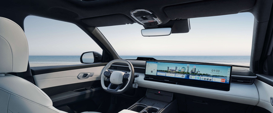 The interior of Beijing Hyundai's custom-built electric vehicle, the Elexio, features infotainment features not available in the Korean market, including a 27-inch display [BEIJING HYUNDAI]