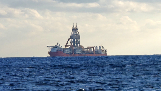 The West Capella drillship conducts an operation in the East Sea to check an oil and gas prospect in the ocean on Dec. 28, 2024. [NEWS1]