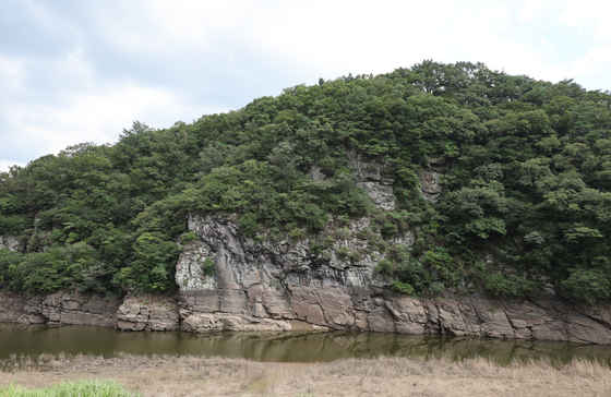 The Bangudae Petroglyphs in Ulsan reemerge on Aug. 26 after being submerged for more than a month. [YONHAP] 