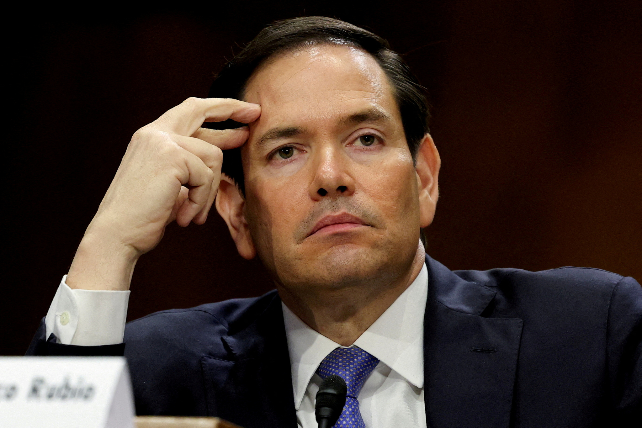 U.S. Secretary of State Marco Rubio reacts as he testifies at a Senate Foreign Relations Committee hearing on U.S. President Donald Trump's State Department budget request for the Department of State, on Capitol Hill in Washington on May 20. [REUTERS/YONHAP]