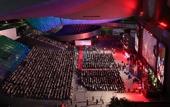 The outdoor stage of the Busan Cinema Center in Haeundae District, Busan, where this year’s Christmas Village will take place, is seen in this photo taken during the opening ceremony of the 30th Busan International Film Festival on Sept. 17. [YONHAP]