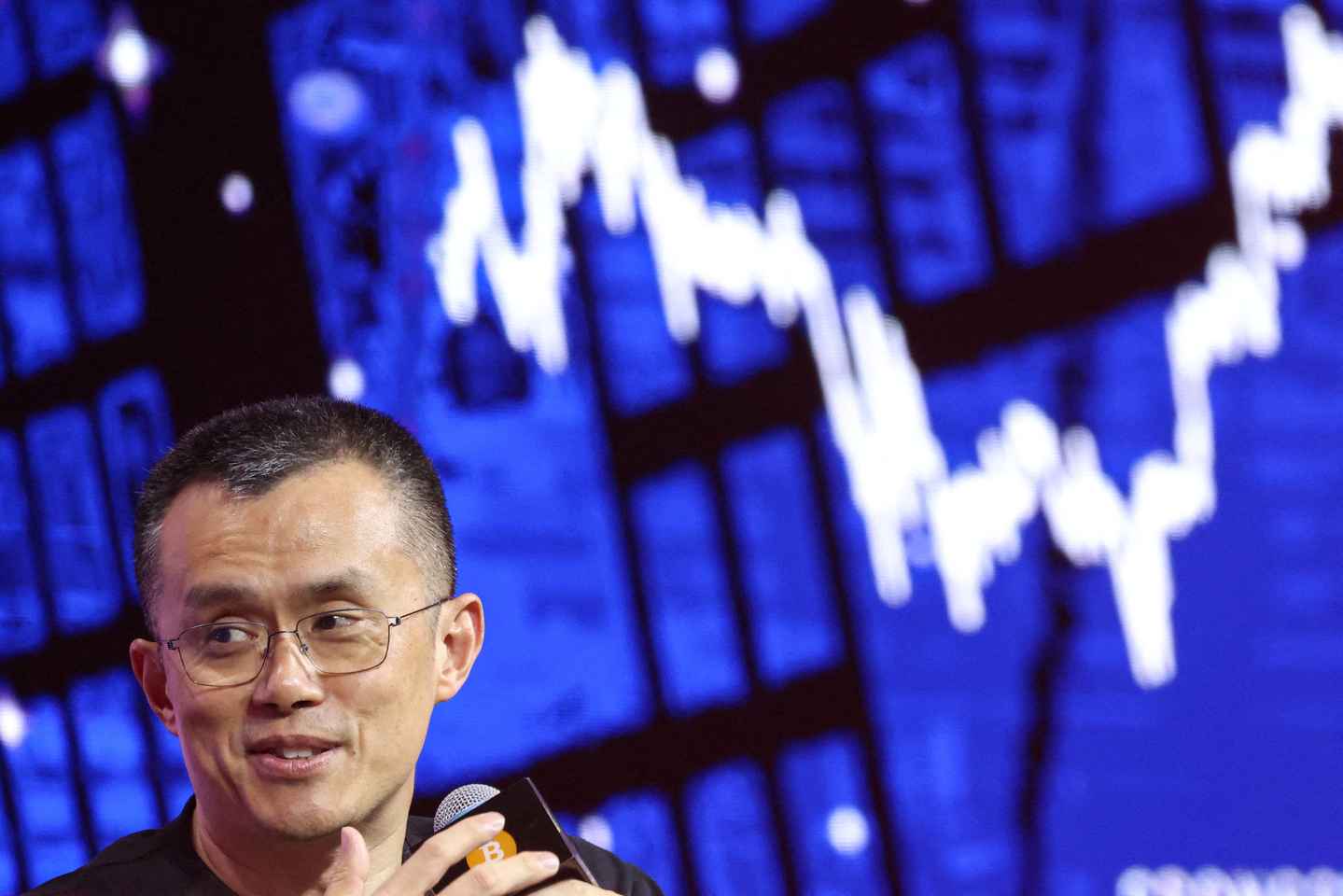 Binance founder Changpeng Zhao speaks at the Bitcoin Asia conference, in Hong Kong, China, Aug. 29. [REUTERS/YONHAP]