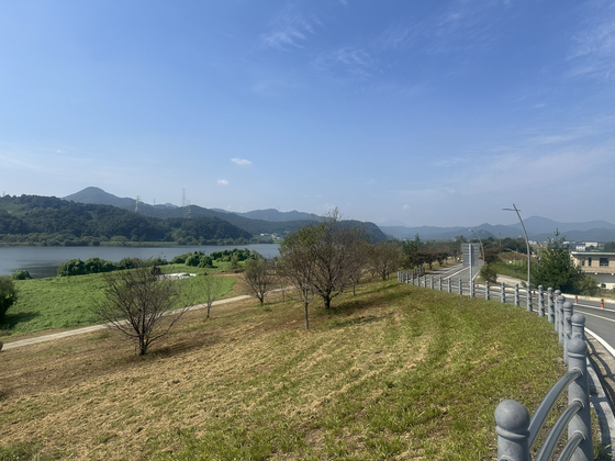 A view back down the Nakdonggang Bicycle Path from Dalseongbo in Daegu on Oct. 1.  [JIM BULLEY]