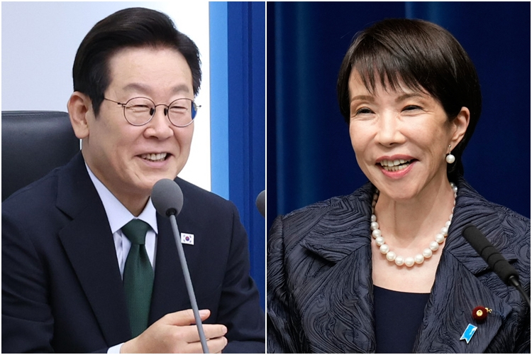 Korean President Lee Jae Myung, left, and Japanese Prime Minister Sanae Takaichi [EPA/YONHAP]