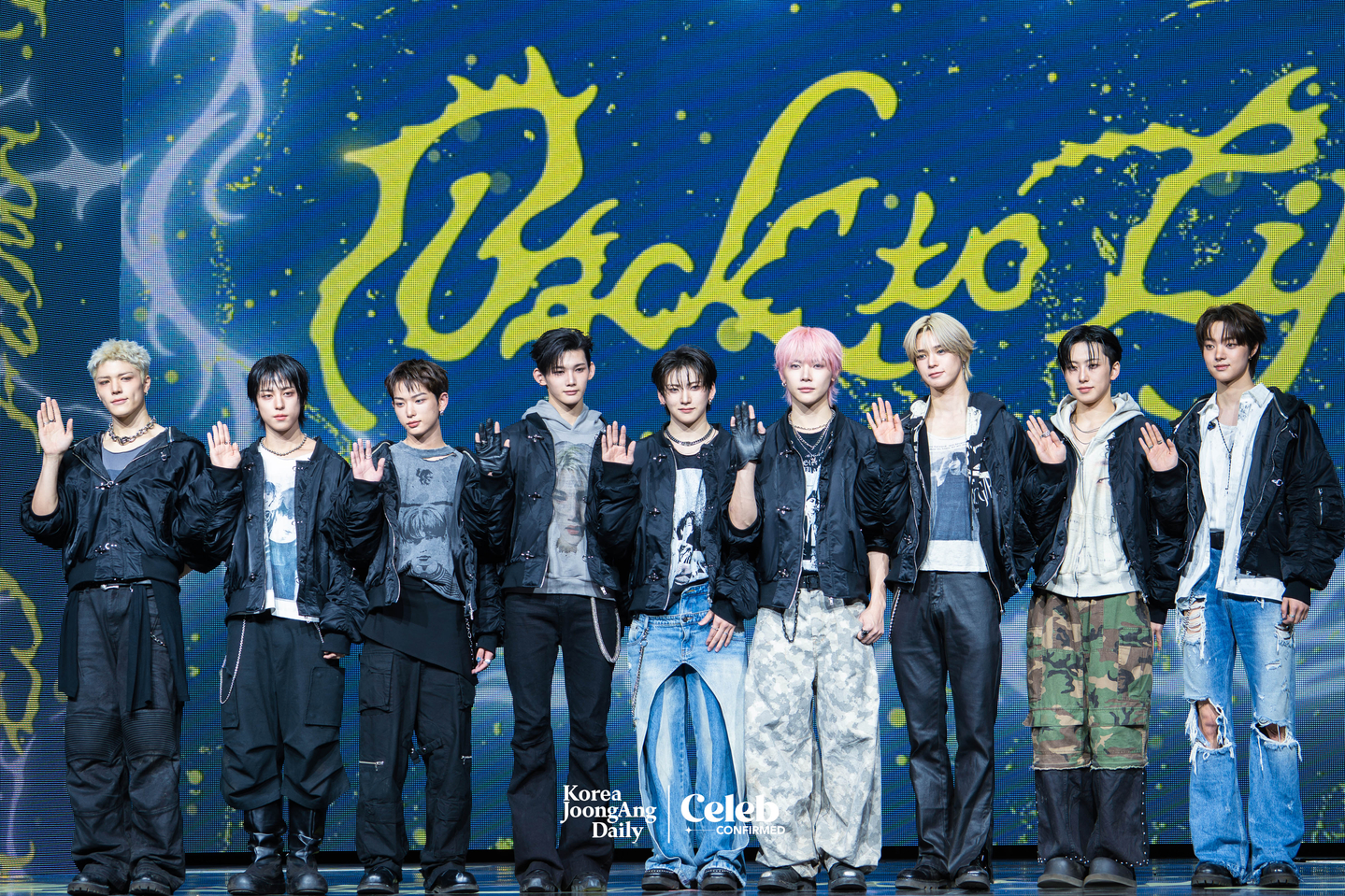 Boy band &TEAM poses for photos during a showcase for the release of its EP, ″Back to Life,″ at the Blue Square in central Seoul on Oct. 28. [DANIELA GONZALEZ PEREZ]
