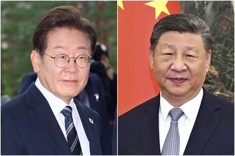 Korean President Lee Jae Myung, left, and Chinese President Xi Jinping [AP/YONHAP]