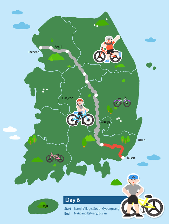 Day 6 on the Korea Cross Country Cycling Road [KOREA JOONGANG DAILY]