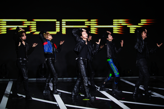 Boy band 82Major performs ″Trophy,″ the title track for its fourth EP, at Ilchi Art Hall in southern Seoul on Oct. 30. [GREAT M ENTERTAINMENT]