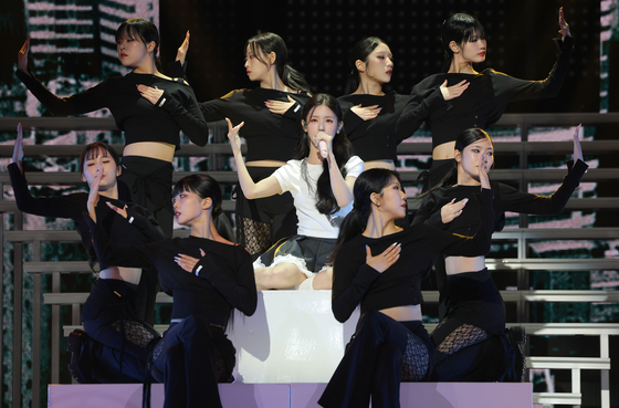 i-dle's Miyeon performs ″Say My Name″ during a press showcase for her second solo EP, ″MY, Lover,″ at the Blue Square SOL Travel Hall in central Seoul on Nov. 3. [NEWS1] 