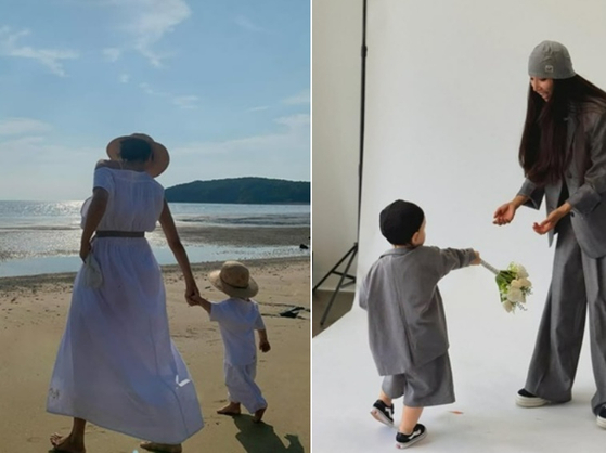Photos uploaded on model Moon Ga-bi's Instagram of her son [SCREEN CAPTURE]