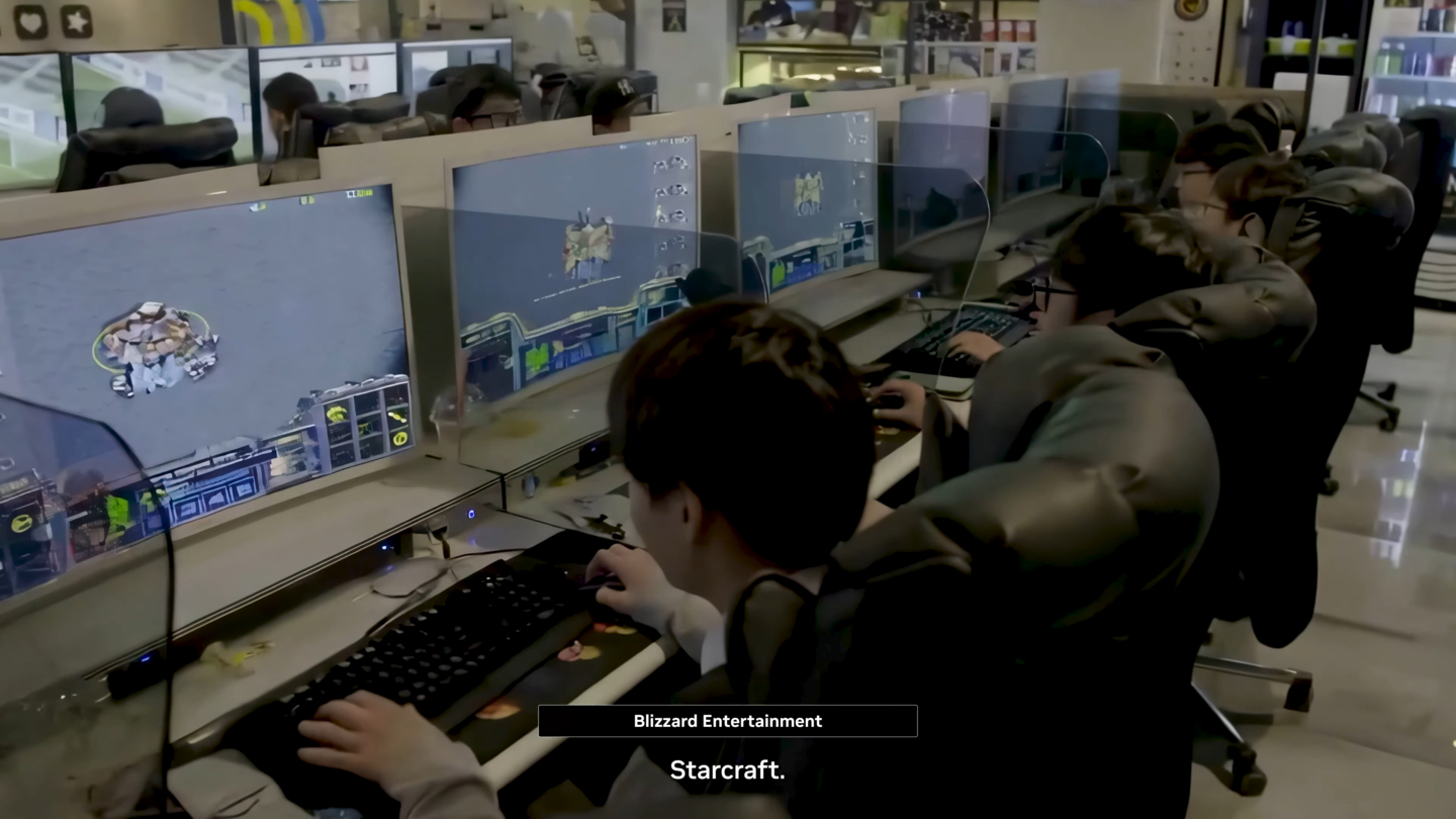 A promotional video from Nvidia emphasizes the importance of PC bangs (internet cafes) and Blizzard Entertainment's real-time strategy game StarCraft as the driving factors of Nvidia's growth in Korea. [SCREEN CAPTURE]