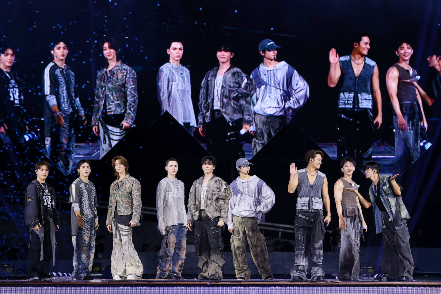 Boy band Seventeen performs during its latest concert “NEW_,” which kicked off at Incheon Asiad Main Stadium in Incheon with two shows on Sept. 13 and 14. [PLEDIS ENTERTAINMENT]
