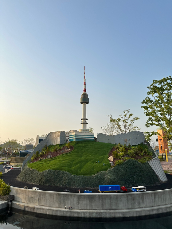 A miniature of N Seoul Tower on Mount Namsan made of bricks in Legoland Korea Resort [SEO JI-EUN]