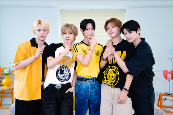 Boy band Nowadays poses for the camera during a FanTalk 2 video interview with the Korea JoongAng Daily and Celeb Confirmed. [DANIELA GONZALEZ PEREZ]