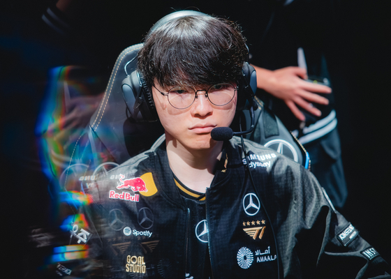 Esports player Faker of SKT T1 competes at the League of Legends (LoL) World Championship held at Dong'an Lake Sports Park in Chengdu, China, on Nov. 9. [RIOT GAMES]