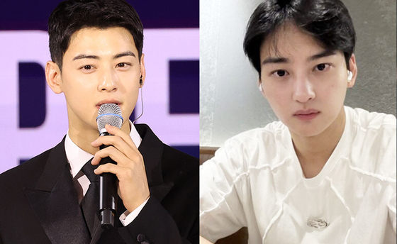 Singer and actor Cha Eun-woo, real name Lee Dong-min, left, and his brother, Lee Dong-hwi [YONHAP/SCREEN CAPTURE]