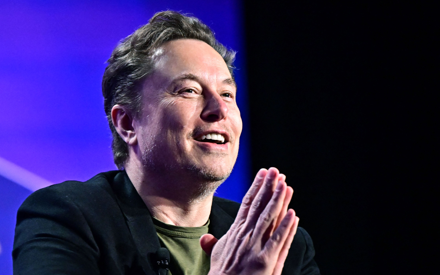 Tesla CEO Elon Musk speaks at the 27th annual Milken Institute Global Conference at the Beverly Hilton in Los Angeles on May 6, 2024. [AFP/YONHAP