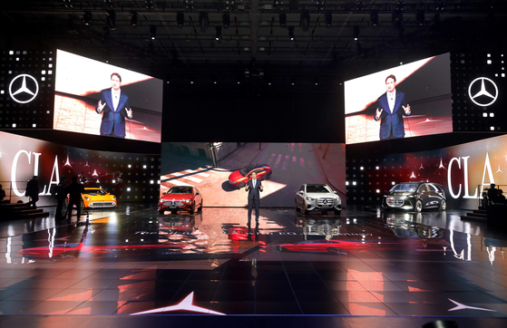 Four strategic Mercedes models were unveiled during the event, including the latest electric GLC, the CLA and concept AMG GT XX and the Vision V. [MERCEDES-BENZ KOREA]