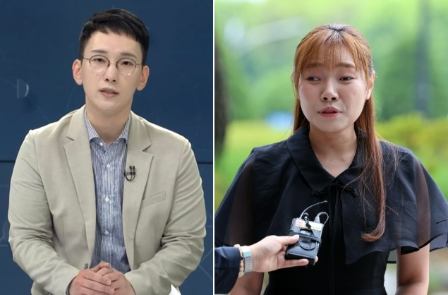 People Power Party (PPP) media spokesperson Park Min-young, left, and fellow PPP lawmaker Kim Yea-ji [SCREEN CAPTURE, NEWS1]
