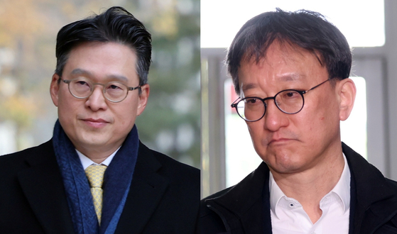 Kim Sun-kyu, former Corruption Investigation Office for High-ranking Officials (CIO) deputy chief prosecutor, left, and Song Chang-jin, who served as acting deputy CIO chief last year, are each seen on different dates in this composite photo [NEWS1]