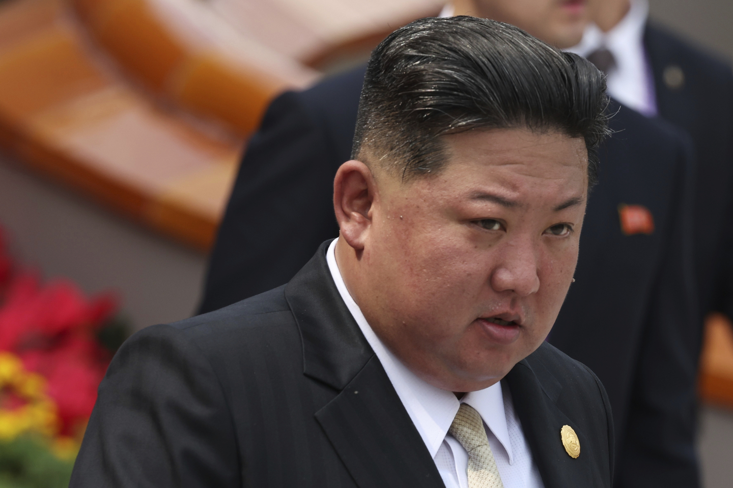 North Korean leader Kim Jong-un arrives at a military parade to commemorate the 80th anniversary of the end of World War II held in front of Tiananmen Gate in Beijing, China, Sept. 3. [AP/YONHAP]