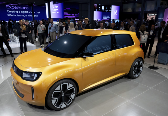 The Volkswagen Every1 is on display at the Volkswagen booth during the opening of IAA Mobility in Munich on Sept. 9. [AP/YONHAP] 