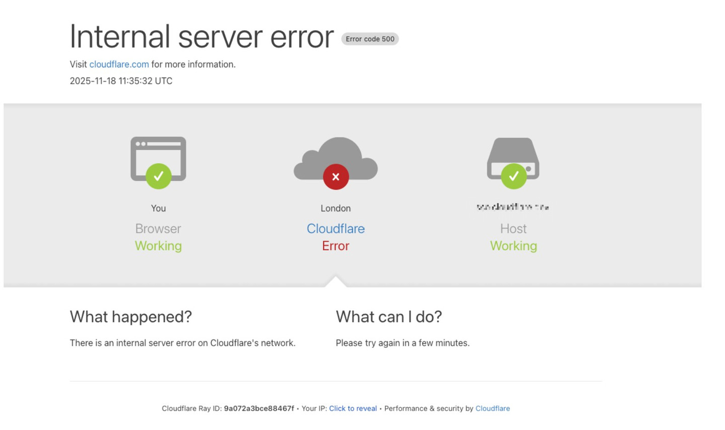 A screen capture of a site that could not be accessed in Korea due to global Cloudflare outrage. [SCREEN CAPTURE]