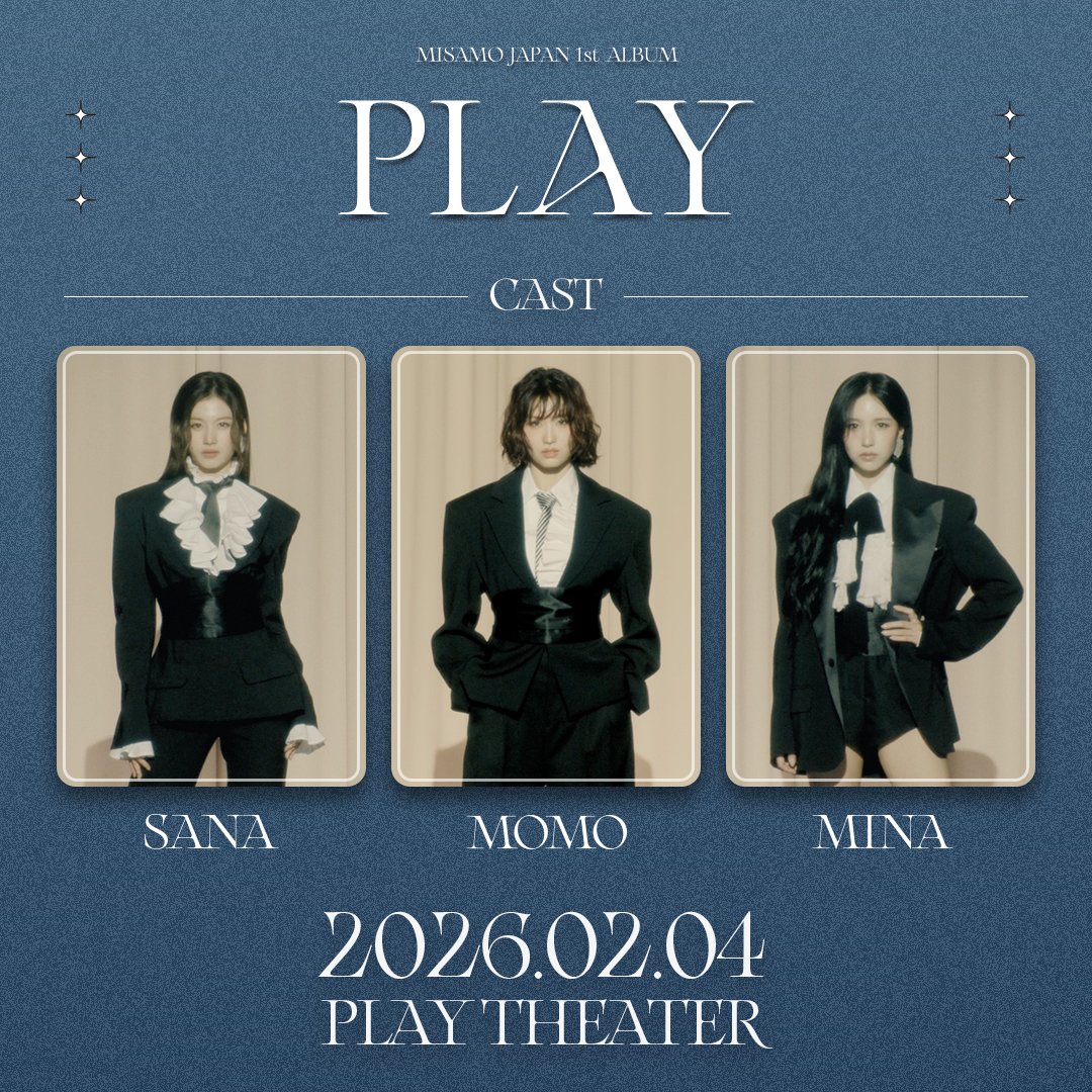 A trailer image of girl group Twice's subunit MiSaMo's first Japanese full-length album ″PLAY″ [JYP ENTERTAINMENT]