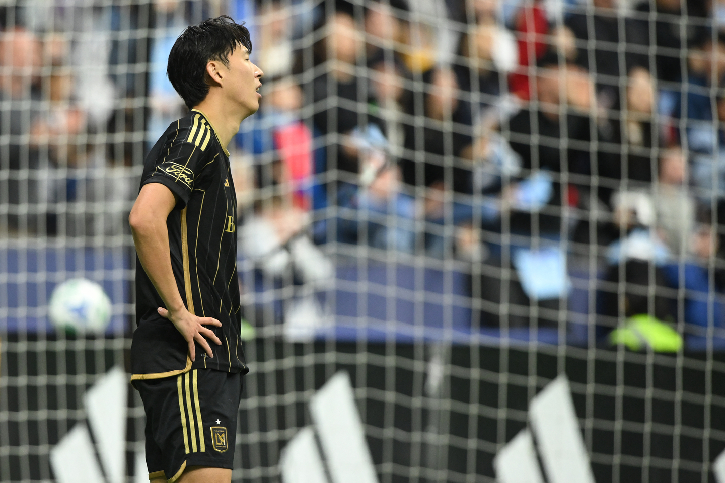 Los Angeles FC forward Son Heung-min reacts during a Western Conference playoff match against the Vancouver Whitecaps in Vancouver, Canada, on Nov. 22. [REUTERS/YONHAP] 