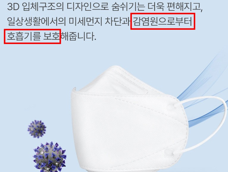 A poster promotes a KF80 mask as if it has the performance and efficacy of a KF94 mask. [MINISTRY OF FOOD AND DRUG SAFETY]