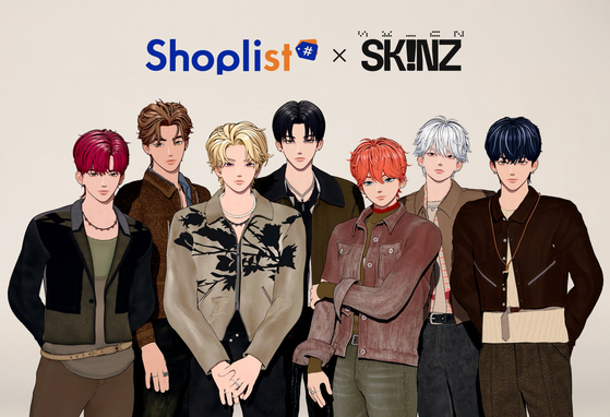 The graphic shows virtual idol group Skinz's collaboration with Japanese fashion platform Shoplist. [A PLAN]