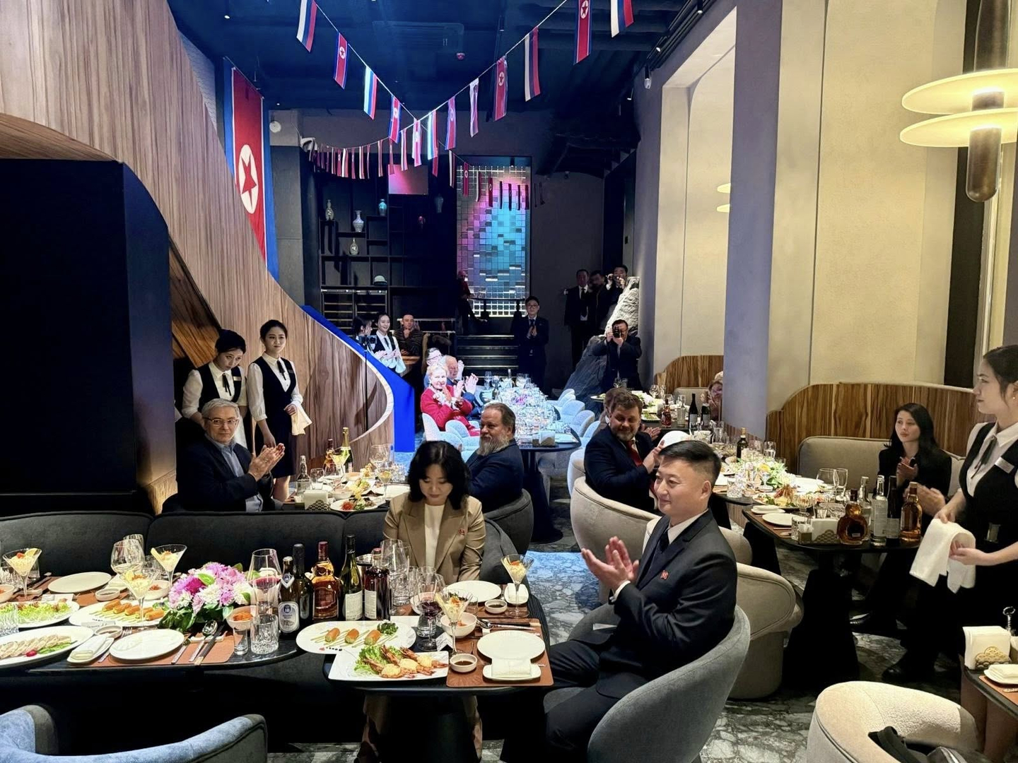 Diners are seated at a newly opened North Korean restaurant in Moscow, Russia, on Nov. 26 in this photo uploaded on Facebook by the Russian Embassy to North Korea on Nov. 28. [RUSSIAN EMBASSY]