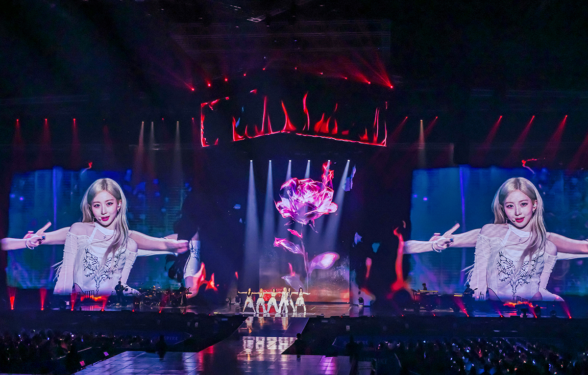 Girl group NMIXX performs during its first world tour, ″Episode 1: Zero Frontier,″ held at Inspire Arena in Incheon on Nov. 29 and 30. [JYP ENTERTAINMENT]