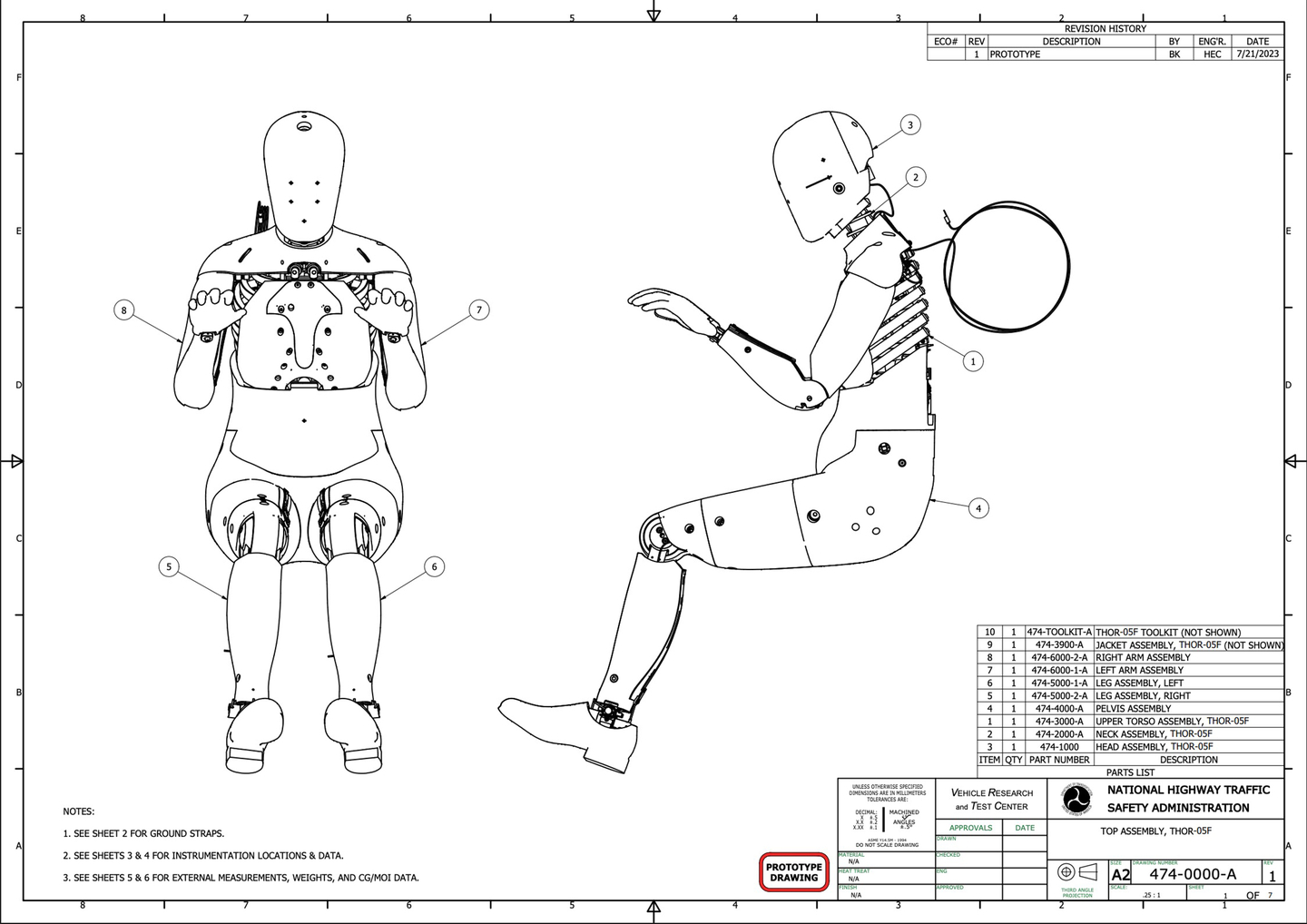 Images of the new THOR-05F female crash test dummy, released by the National Highway Traffic Safety Administration. (National Highway Traffic Safety Administration via The New York Times) 